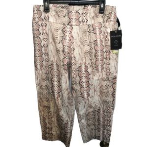 Zac & Rachel size 12 pants cropped pink & tan reptile print w/ stretch NWT